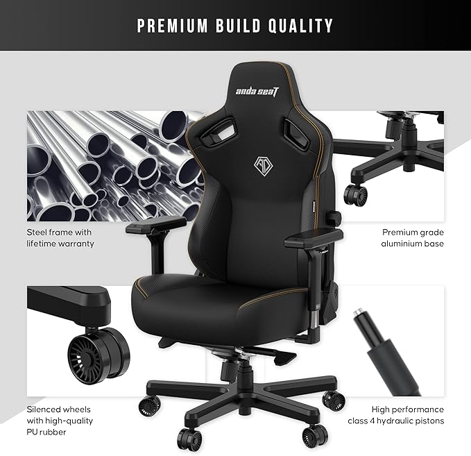 Anda Seat Kaiser 3 Large Gaming Chair for Adults - Ergonomic Black PVC Leather Gaming Seat with Lumbar Support Comfortable Office Chair with Neck Support - Heavy Duty Wide Computer Seat