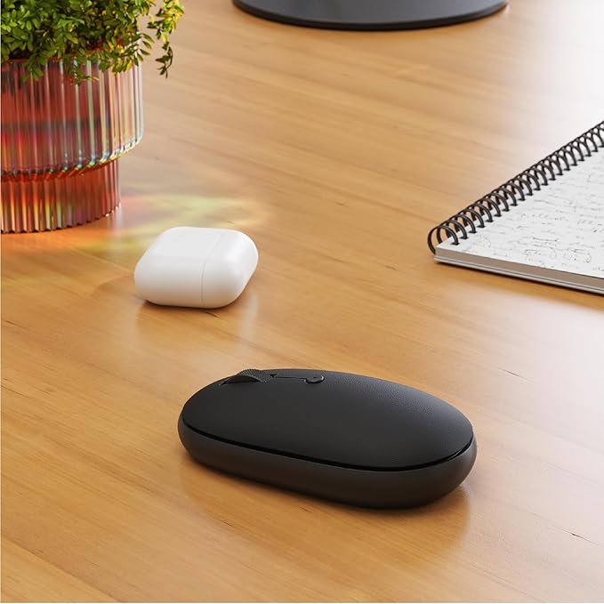 Satechi OntheGo Bluetooth Mouse with USB C Rechargeable Battery Connect up 3 Devices Compact and Portable Wireless Mouse for Laptop Computer Tablet – Black