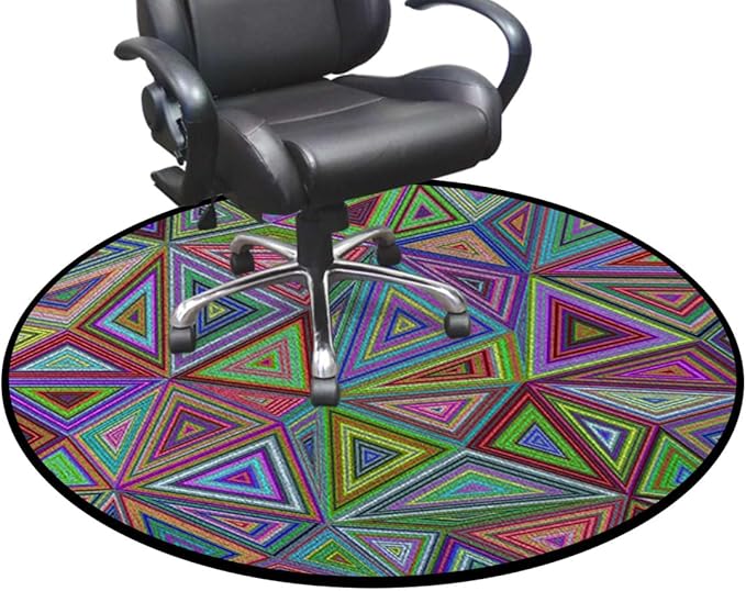 Multicolor Round Area Rug Machine Washable Non Slip Indoor Sofa Floor Area Mat Carpet for Living Room Sofa Bedroom Nursery Decor Modern Design in Rainbow Colors Triangles Diameter 47.2 in