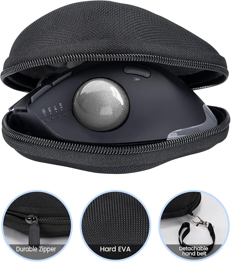 SABLUTE MAM1 Pro Wireless Trackball Mouse Hard Travel Case (Include) Ergonomic Bluetooth Rechargeable Computer Mice with 5 Level DPI Adjustable Angle 3 Devices Connection for PC Mac Windows