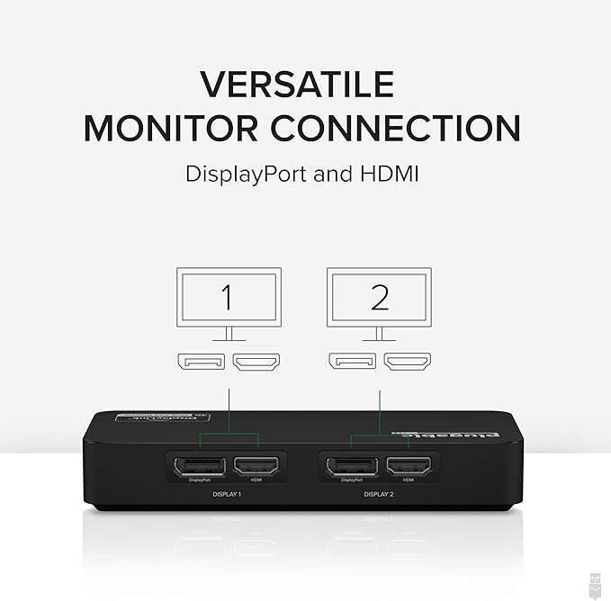 Plugable 4K DisplayPort and HDMI Dual Monitor Adapter for USB 3.0 and USB-C Compatible with Windows