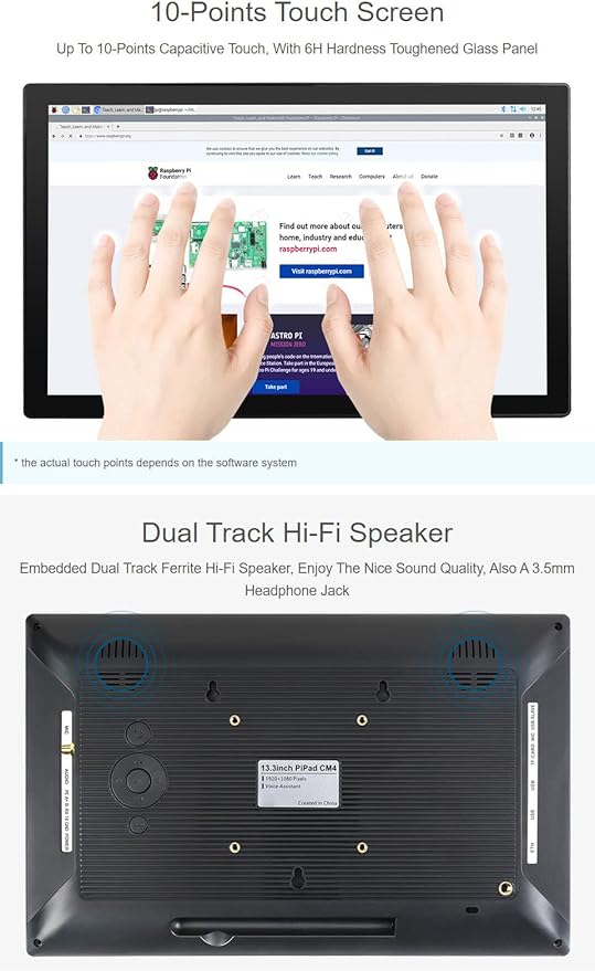 waveshare 13.3inch PiPad Mini-Computer Powered by Raspberry Pi CM4 13.3inch HD Touch Screen with USB/ETH Ports with Powerful Raspberry Pi CM4101000 Inside