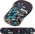 Mouse Pad Wrist Support Laokiiy 2 in1 Keyboard Wrist Rest+ Ergonomic Mouse Pad Non-Slip Wrist Rest for Computer Keyboard Made Easy Typing &amp Relieve Wrist Pain(Flower)