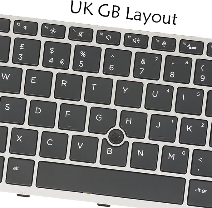 Laptop Replacement Keyboard for HP ZBook 14u G5 G6 Elitebook 840 G5/G6 846 G5/G6 745 G5 /G6 L11307-031 L14377-031 Backlit (UK GB Layout Silver Frame)