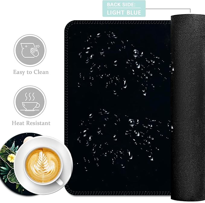Keyboard Mouse Pad Set Extended Gaming Mouse Pad+Ergonomics Keyboard Wrist Rest Support Memory Foam Easy Typing Pain Relief 4Pcs XL Ultra Thick Desk MatFloral Moth Red Moon