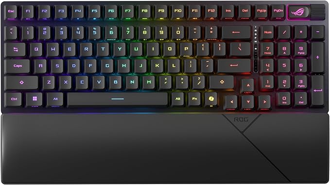 ASUS ROG Strix Scope II 96 RX Wireless Optical Gaming Keyboard – 96% Full-Size Tri-Mode Connectivity Pre-lubed ROG RX Red Linear Switches PBT Keycaps RGB PC/Mac Support - Black