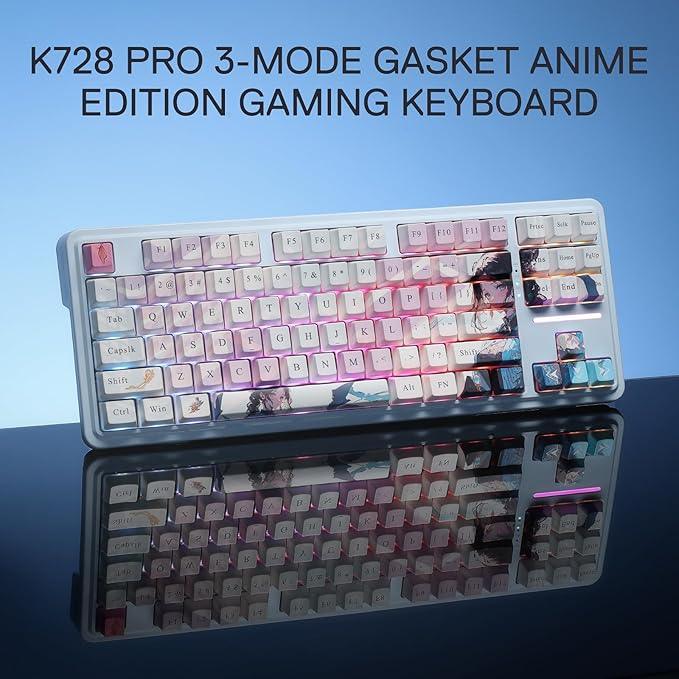 Redragon K728 PRO SE 80% 87 Keys Wireless Gasket RGB Gaming Keyboard 3-Mode Anime Mechanical Keyboard w/Hot-Swap South-Facing LED Socket 5-Layer Noise Dampening Custom Hi-Fi Linear Switch