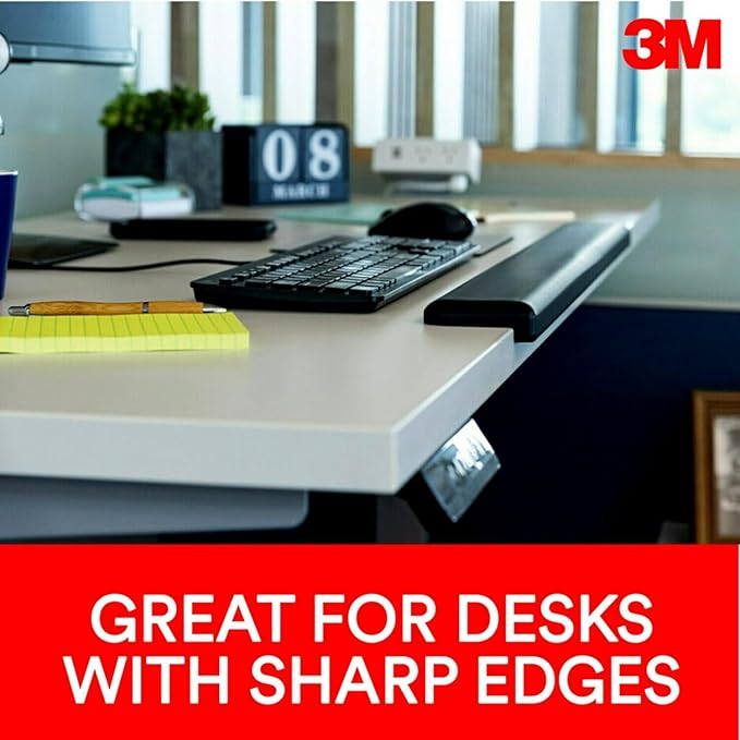 3M Gel Wrist Rest for Standing Desks Wraps Around Edge of Desk for Comfort Non-Slip Back Stays in Place (WR200B)