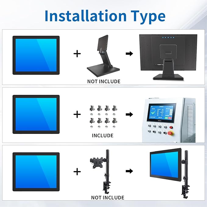 19 Inch Industrial Touch Screen Monitor 10 Points Touch Ratio 5:4 Capacitive PCAP Display 1280x1024R Active Matrix TFT LCD LED Backlight VGA DVI HD-MI Ports