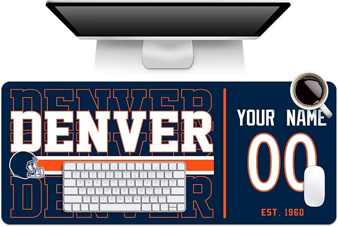 ANTKING Denver Mouse Pad Custom Name and Number Desk Pad for Men Women Youth Gifts
