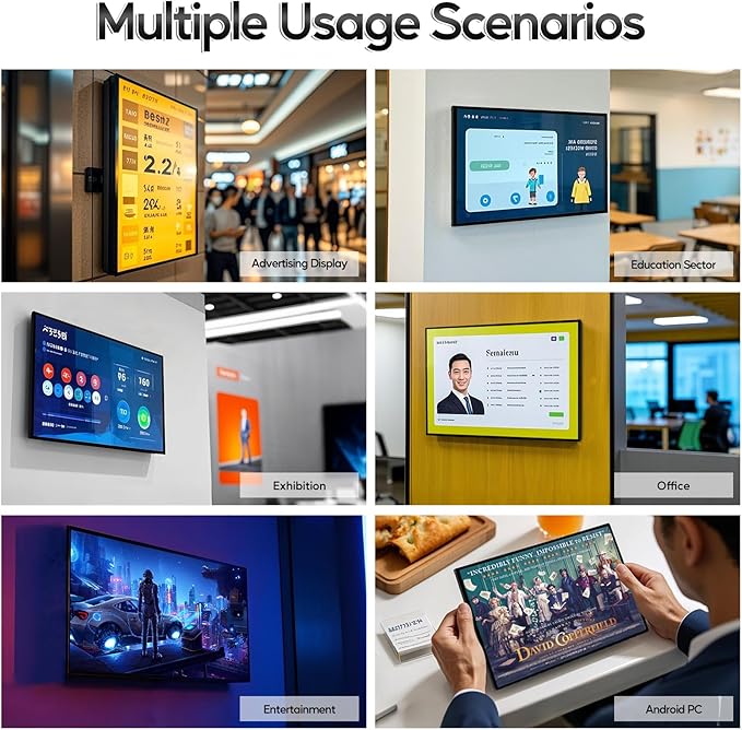 32 Anti-Glare 500Nits Capacitive Touchscreen Industrial Monitor Digital Signage Display for Advertising Reverse Control Laptop Wireless Screen Mirroring Built-in Speakers USB HDMI Ports