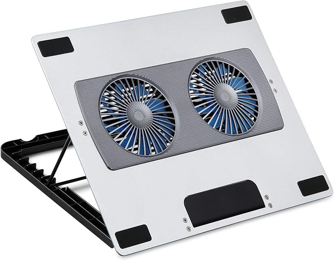 Foldable Laptop Cooling Pad with 6 Adjustable Heights Setting Double Quiet Fan for 10-16inch Notebook