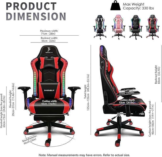 XOOFMASS Video Game Chairs for Adults PU Leather Massage Gaming Chair with Footrest 360°Swivel Gamer Chair with Speakers and RGB LED Lights Comfortable Ergonomic Computer ChairPink