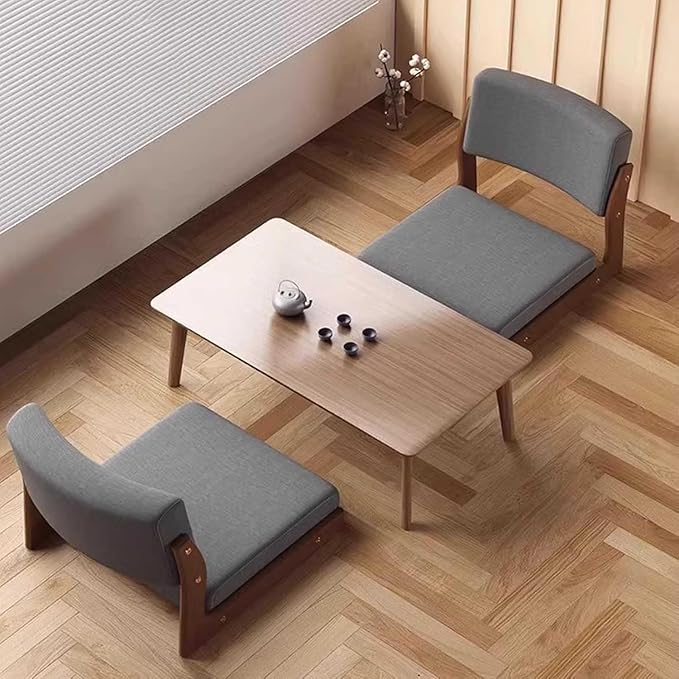 ELEFOCUS Tatami Chair Accent Furniture Timber Meditation Floor Chair Portable Japanese Legless Floor Seat Chair Lazy Sofa(Color4)