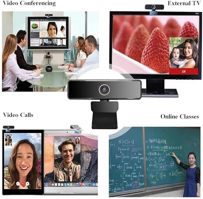 GIZNXBA Webcam with Microphone Noise Cancellation 2K/4K Autofocus USB Webcam with Auto Light Correction Clear Stereo Audio Plug and Play for Laptop Desktop PC Streaming(2K)