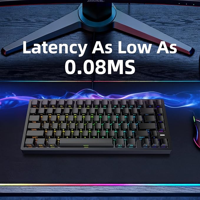 Mars75 Wired Magnetic Switch Keyboard 75% Layout0.001MM RT Accuracy 8KHZ Polling Rate/Latency As 0.125MS/256KHZ Single Key Scan Rate/ARGBHot Swappable Gaming Keyboard(Black)