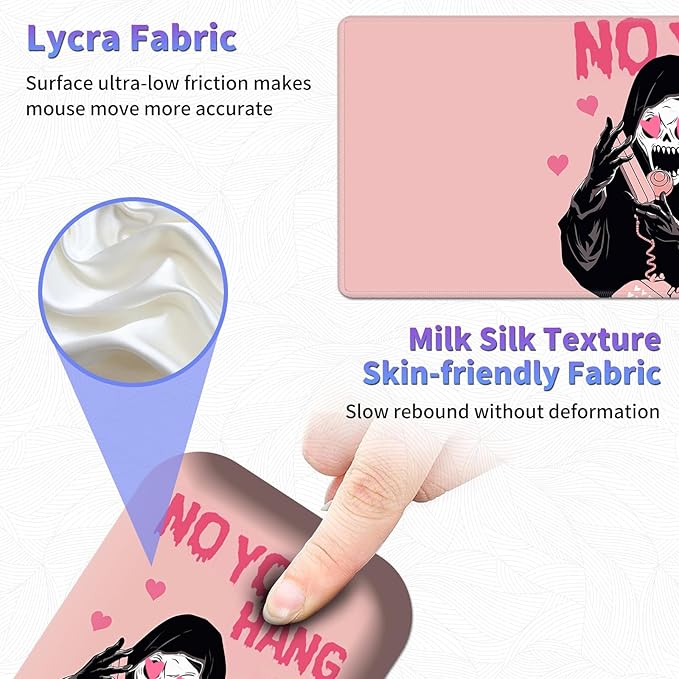 Large Mouse Pad Set Desk Mat + Elbow Rest Pad + Coaster Easy Typing Pain Relief Ergonomic Arm Rest Pad with Memory Foam Extended Desk Pad Anti-Slip Rubber Base for Office Home Pink Ghostface