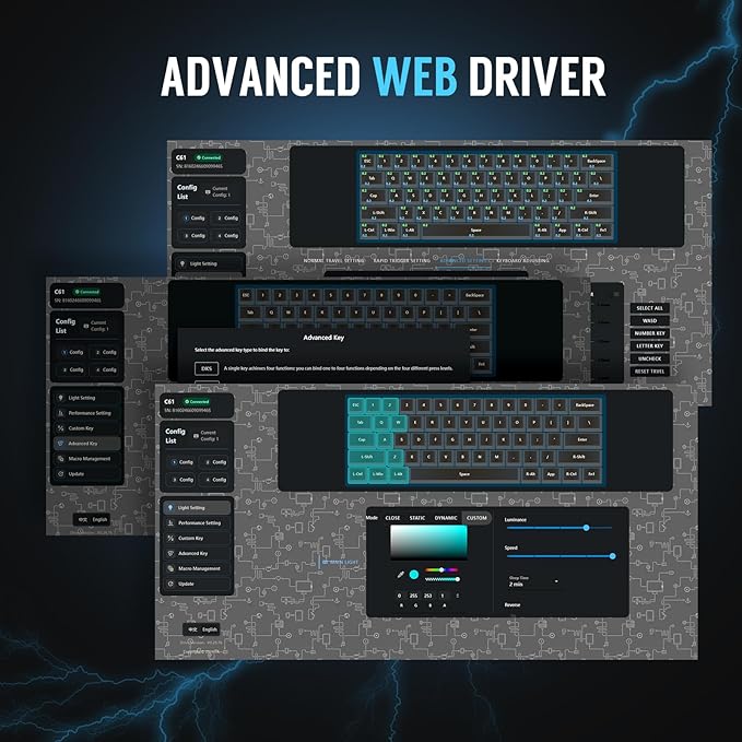 RK ROYAL KLUDGE C61 HE Gaming Keyboard 60% Wired Mechanical Keyboard with Hall Effect Magnetic Switch 8000Hz Polling Rate Rapid Trigger RGB Backlit 61 Keys White Blue