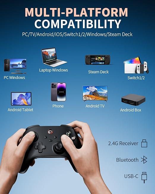momen PC Gaming Controller Wireless for Switch 2/Steam Deck Controller with Hall Effect Joysticks &amp 2.4G Dongle PC Gaming Control with Paddles Black Bluetooth Gamepad for Windows/Android/iPhone