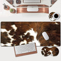 Large Mouse Pad Extended Office Desk Pad 31.5x11.8in Ergonomic Memory Foam Mouse Wrist Rest Support for Home Office Computer Writing Pad Cute Faux Brown Cowhide Fur Pattern XXL Gaming Mouse Mat