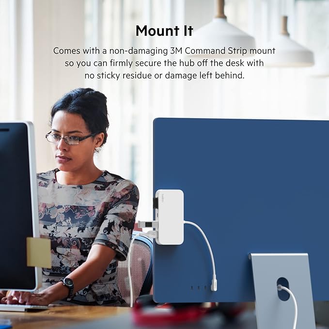Belkin 6-in-1 USB-C Hub iMac 24 inch Docking Station with SD &amp microSD Card Reader Gigabit Ethernet 2 USB-A Ports and USB-C Port for Fast Data Transfers and Peripherals
