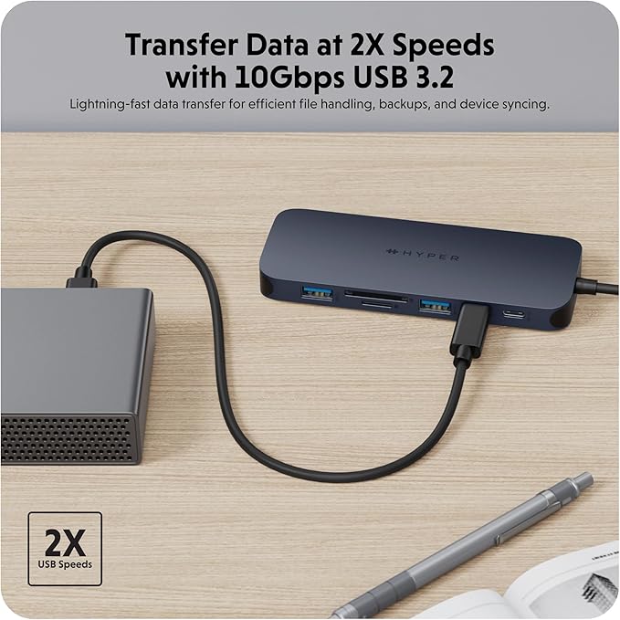 HyperDrive Next 10 Port USB C Hub for Mac PC and Chromebook with 4K60Hz HDMI 2 USB-A USB-C Hub 10Gbps 140W Power Delivery SD &amp microSD Card Reader Ethernet 3.5mm Audio Ports