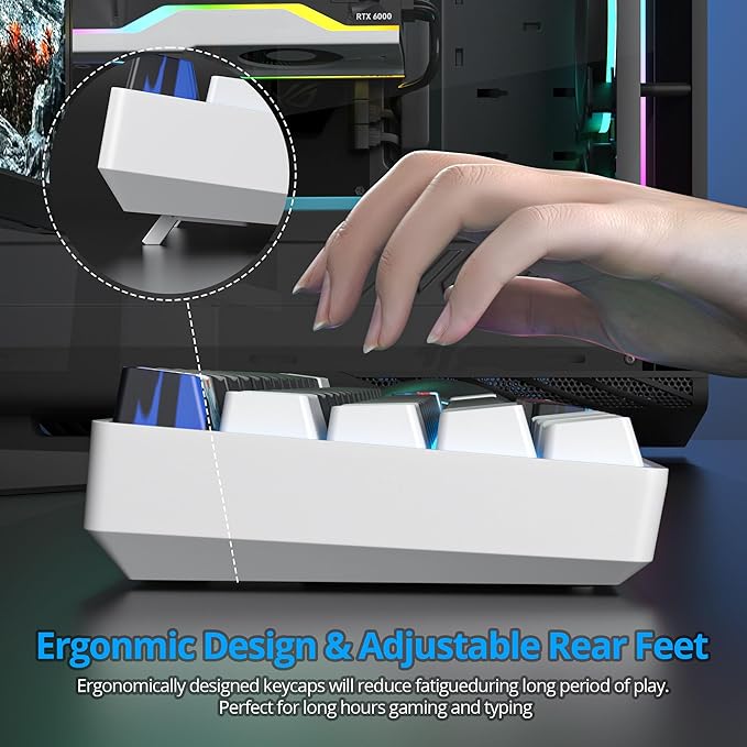Protable 60% Percent Gaming Keyboard Mechanical Mini Compact Ice-Blue LED Backlit 61 Keys Wired Office Keyboard with Red Switch for Mac/Win/PS4/PS5(61Black/red Switch)