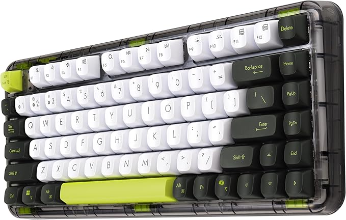 ASUS Jelly75 Wireless Keyboard KD201 – Tri-Mode (BT/2.4GHz/Wired) up to 5 Devices Hot-Swappable 1K Polling Rate Smooth Quiet Typing Windows/MacOS Toggle for Productivity/Gaming – Volt Green