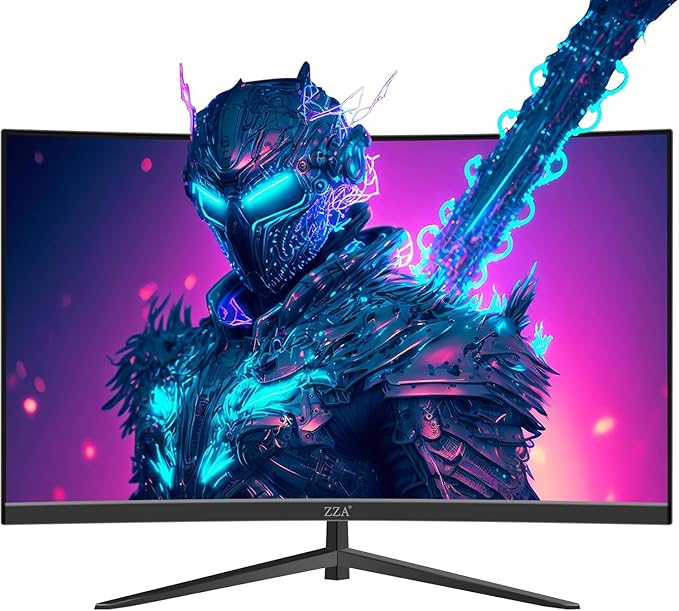ZZA 32 Inch Curved Gaming Monitor 240Hz Curved Monitor Computer Monitor-HDMI DP USB Headphone Ports1080p 1K FHD Ultra Slim Curved Screen with Wide AngleHigh Refresh Rate Immersive PC Gaming