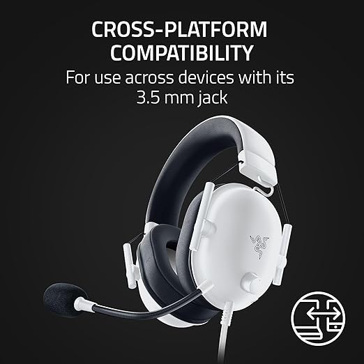 Razer BlackShark V2 X Gaming Headset: Special Edition - 50mm Drivers - Cardioid Mic - Comfortable Noise Isolating Earcups - for PC Mac PS5 Xbox One Nintendo Switch via 3.5mm Audio Jack - White