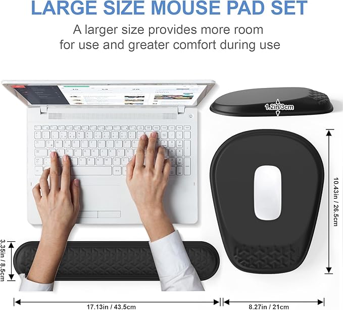 Mouse Pad with Wrist Rest Comfortable Keyboard Wrist Rest Memory Foam Wrist Rest for Computer Keyboard Ergonomic Mouse Pad Set for Easy Typing &amp Pain Relief for Office Black