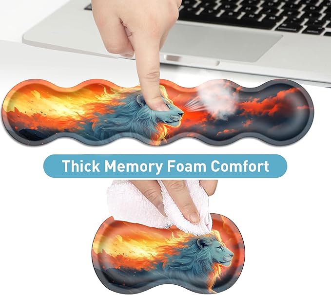 Keyboard Mouse Pad Set Extended Gaming Mouse Pad+Ergonomics Keyboard Wrist Rest Support Memory Foam Easy Typing Pain Relief 4Pcs XL Ultra Thick Desk MatLion Sunset