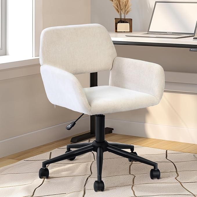 Homy Casa Swivel Adjustable Height Video Game Chair Mid Back Armchair for Work Home Office Living Room Modern Upholstered Computer Desk Chair