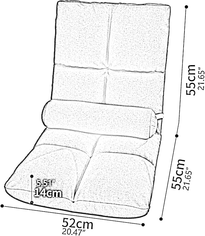 ELEFOCUS Folding Sofa Chair Folding Floor Chair with Waist Pillow Removable and Washable Single Sofa for Bedroom Living Room(Light Blue)