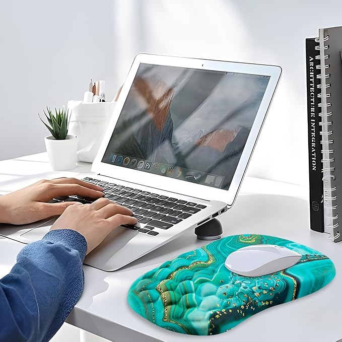 Mouse Pad Wrist Support Ergonomic Mouse Pad with Wrist Rest Comfortable Computer Mouse Pad for Laptop Pain Relief Mousepad with Non-Slip PU Base Green