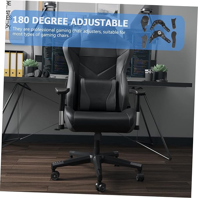 6 Pcs Game Chair Adjusters Multi Angle Regulators Plastic and Iron E Sports Chair Parts Black
