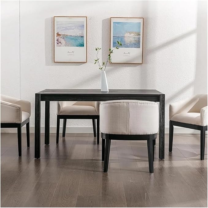 Adjustable Office Computer Chair with Armrest 1pcs Linen Fabric Upholstered Armrest Dining Chairs with Wooden Legs(Charcoal)