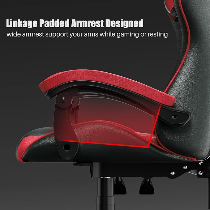 Bigzzia Gaming Chair Ergonomic Video Game Chairs with Pillow and Lumbar Support Racing Style Height Adjustable Computer Chair with 360°-Swivel Seat for Adults and Teens