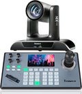 Tenveo PTZ Camera and Controller Bundle/Kits - 30X AI Auto Tracking NDI PTZ Camera with SDI/HDMI/USB3.0/LAN(PoE) and NDI PTZ Controller Joystick Keyboard for Church Worship Live Streaming Conference