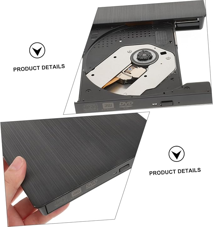 External USB Cd DVD Burner Recorder Drive Slot-in Optical Drive for Laptops Black Easy to Use No Additional Drivers Required Compact Design for Home Travel