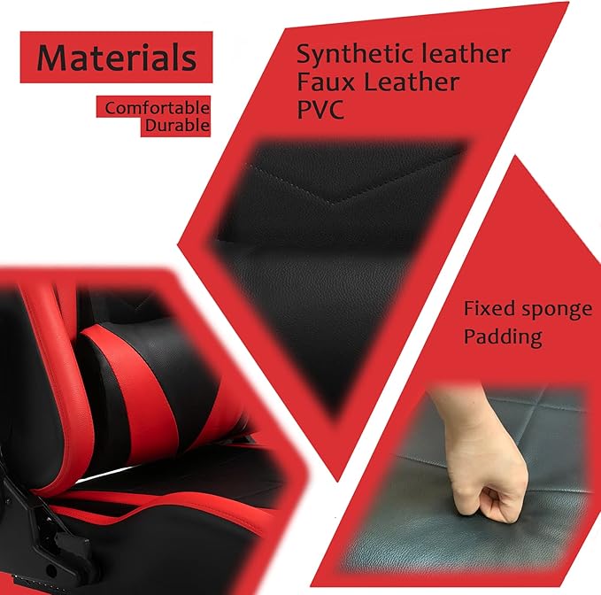 Marada Gaming Racing Seat for Simulator Cockpit with Double Locking SlidesInclude Lumbar and Neck PillowAdjustable PU Leather Chair for Heavy-Duty Metal Driving Sim Mount (No Steering Wheel Stand)