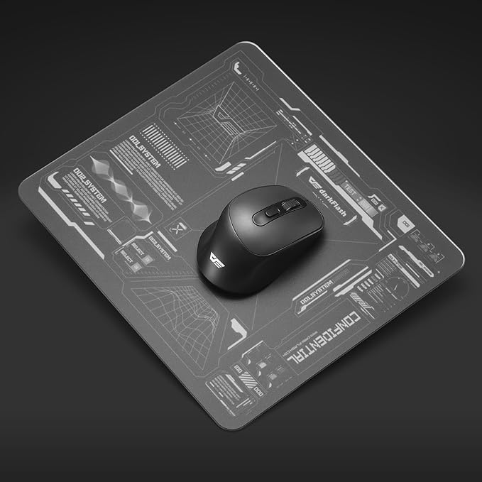 darkFlash Glass Mouse Pad 11.8×10.2 Inch Ultra-Smooth Tempered Surface Precision Tracking Anti-Slip Rubber Base Durable Etched Finish Ideal for Gaming &amp Work(DMP300)