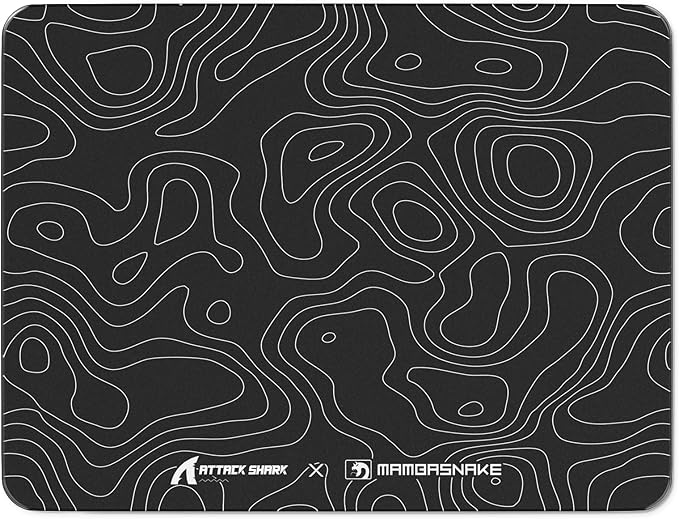 ATTACK SHARK CM05SE Glass Gaming Mouse Pad Black Topographic Hard Mousepads for Gaming Professional Large Mouse Mat 410mm*310mm*5mm Nano-Textured Glass Surface with Improved Precision and Speed