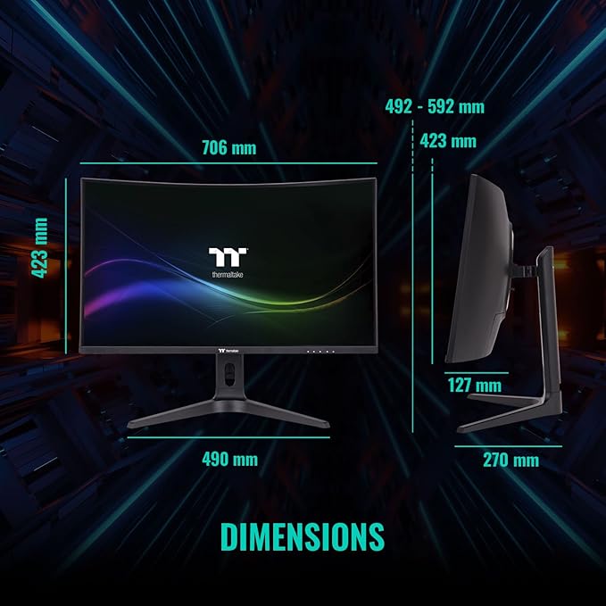 Thermaltake TGM-V32CQ Gaming Monitor/32in/CurveQHD 2K 1440P/170 Hz Refresh Rate/Black GM-GCE-32CEQB-US