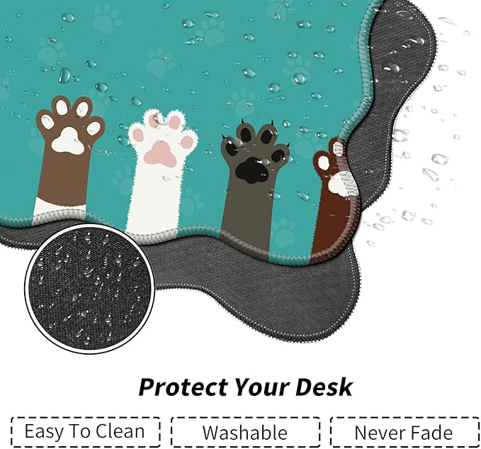 Cute Cat Paw Animal Desk Mat Mouse Pad 31.5 x11.8 XL Extended Mousepad Huge Mouse Pads with Stitched Edges Desk Pad for Work Game Office Home