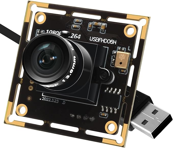 1080P Low Light USB Camera Module for Computer 2MP H.264 30fps Wide Angle Mini UVC USB2.0 Webcam Board with Microphone Embedded Industrial Camera Plug and Play for Windows Linux MacOS Raspberry Pi