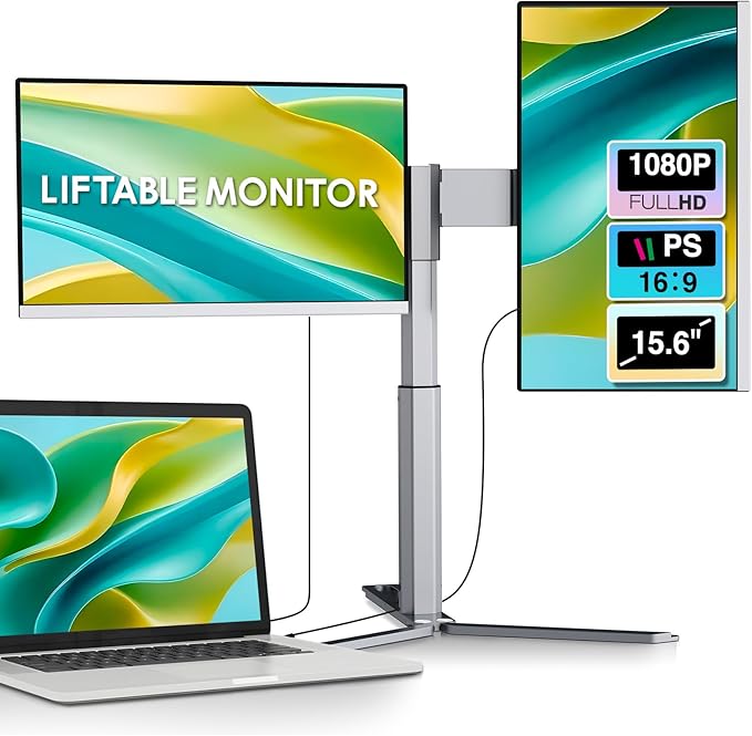 Laptop Screen Extender1080P FHD Portable Monitor with 360°Rotation Detachable Screen Triple Monitor Extender Plug &amp Play Fits Laptops (Mac/Win/Android) (15.6‘’ Triple Screen)