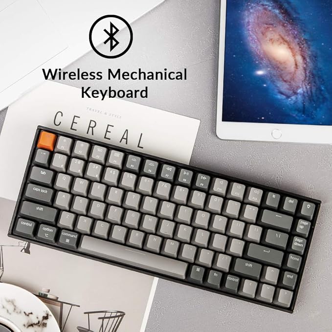 Keychron K2 75% Layout RGB Bluetooth Wireless Mechanical Keyboard with Keychron Super Brown Switch/Anti Ghosting/N-Key Rollover Compact 84 Keys USB Wired Gaming Keyboard for Mac Windows-Version 2