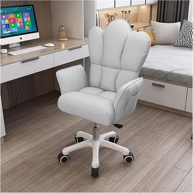 Katzowen Home Office Chair Dwelling backrest Gaming Chair Reclining Swivel Chair Simple Lift Cute Group Chair Faineant Learning (Color : Khaki)