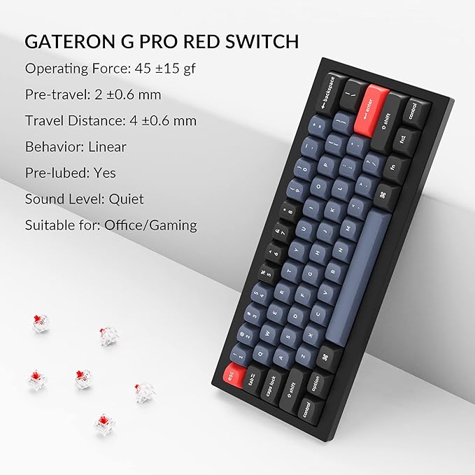 Keychron Q4 Wired Custom Mechanical Keyboard 60% Layout QMK/VIA Programmable Macro with Hot-swappable Gateron G Pro Red Switch Double Gasket Compatible with Mac Windows Linux (Black)
